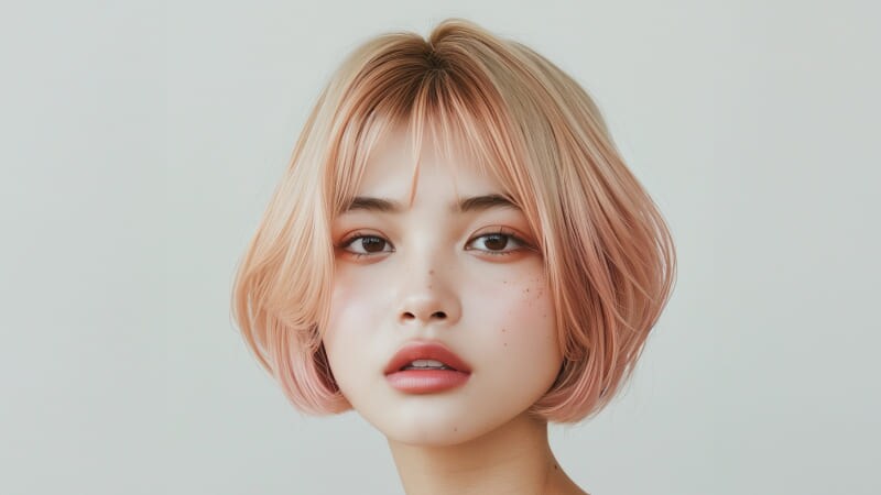 短めのブロンドヘアの女性が微笑んでいる