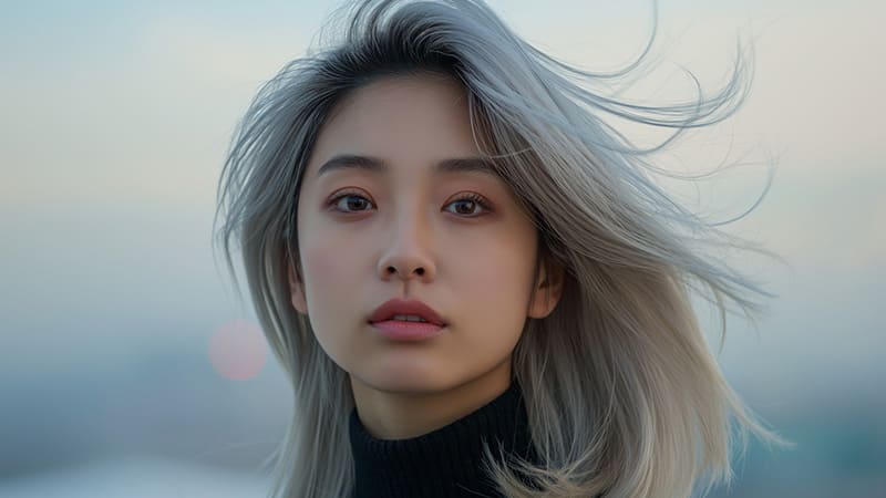  派手（ハデ）髪のブロンドヘアを楽しむ女性。